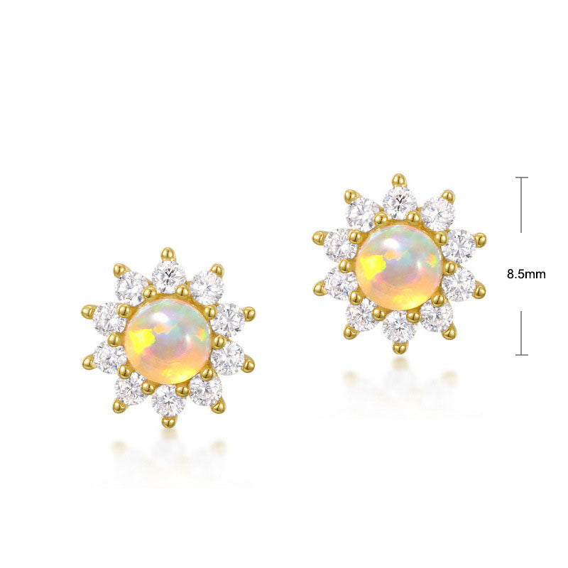 S925 Sterling Silver Jewelry Magical Color Opal Gemstone Cute Star Style Stud Earrings