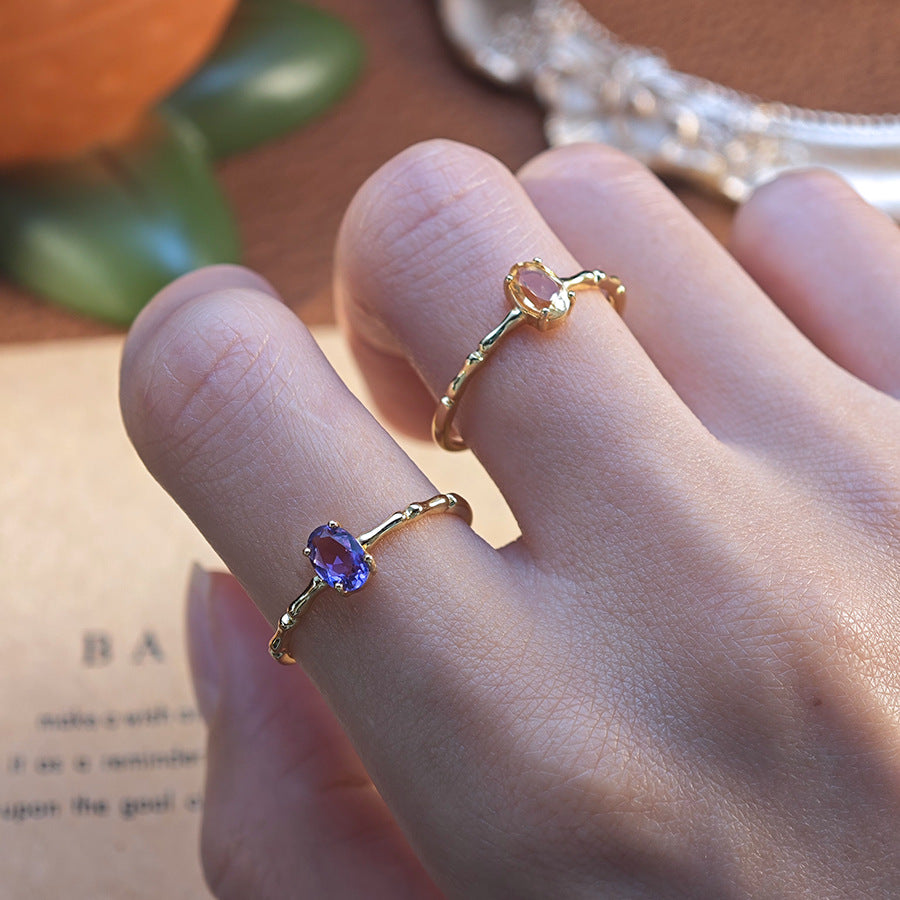 S925 Sterling Silver Fine Jewelry Natural Amethyst Gemstone Fashion Style Simple Luxury Rings