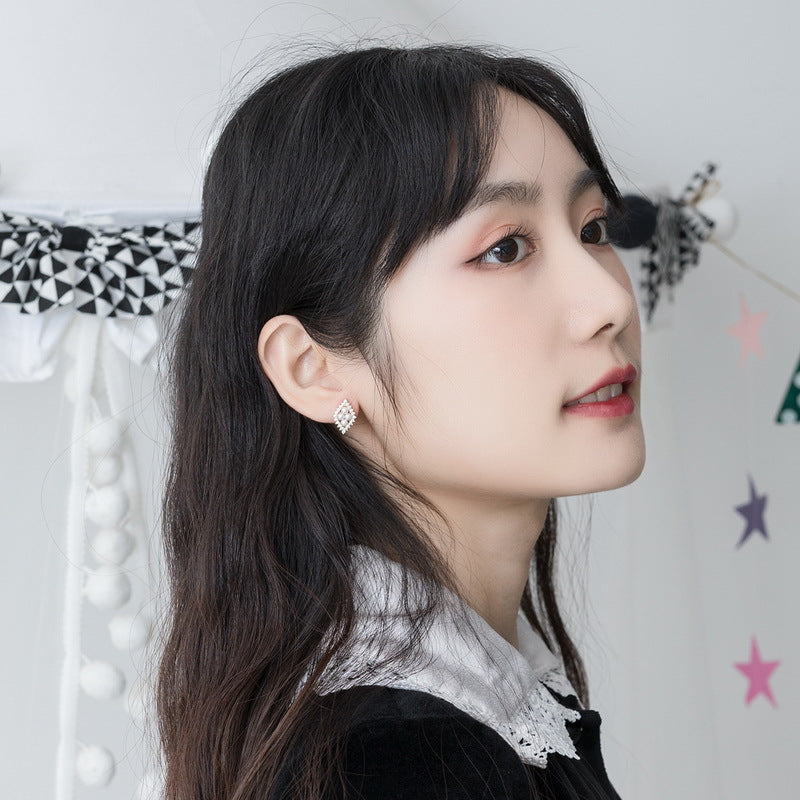 S925 Sterling Silver Jewelry Earrings Shell Pearl Gemstone Folk Style Fashion Earrings