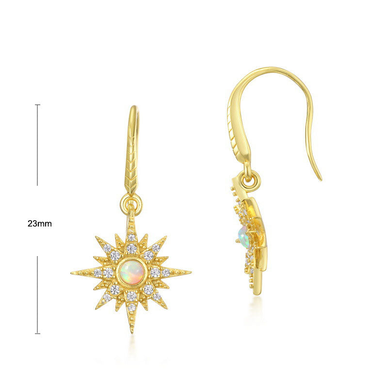 S925 Sterling Silver Jewelry Earrings Opal Gemstone Starlight Style Luxury Earrings