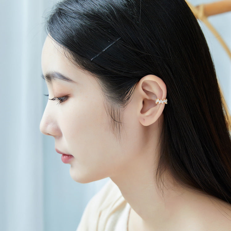 S925 Sterling Silver Jewelry Earrings White Zircon Gemstone Irregular Style Ear Clips