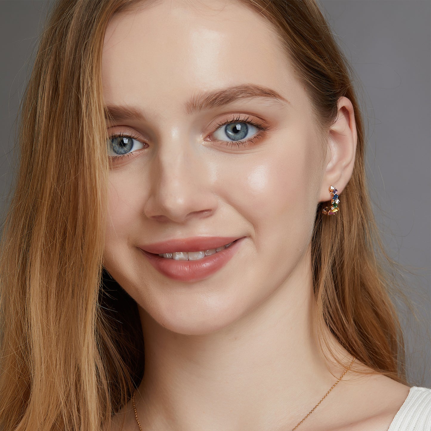 S925 Sterling Silver Jewelry Earrings Rainbow Color Zircon Gemstone Fashion Earrings