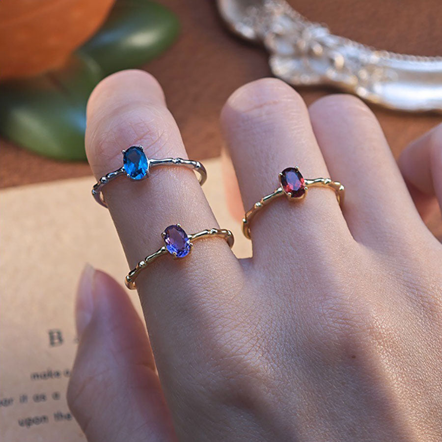 S925 Sterling Silver Fine Jewelry Natural Amethyst Gemstone Fashion Style Simple Luxury Rings