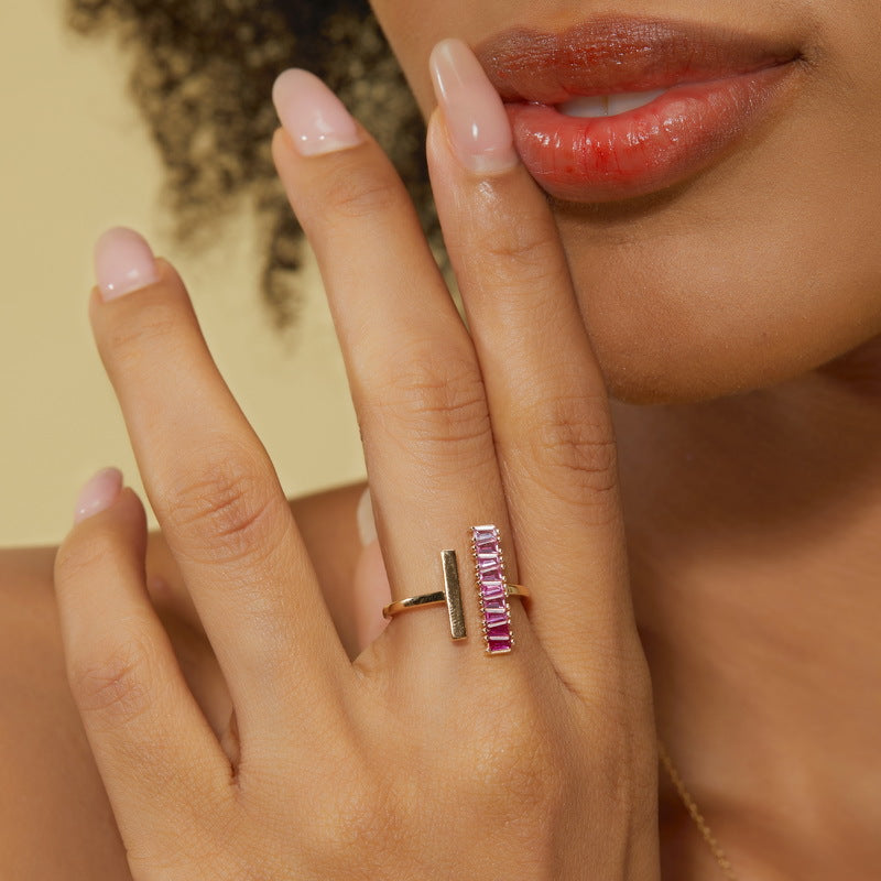 S925 Sterling Silver Jewelry Ring Pink Corundum Gemstone Unique Design Simple Luxury Rings