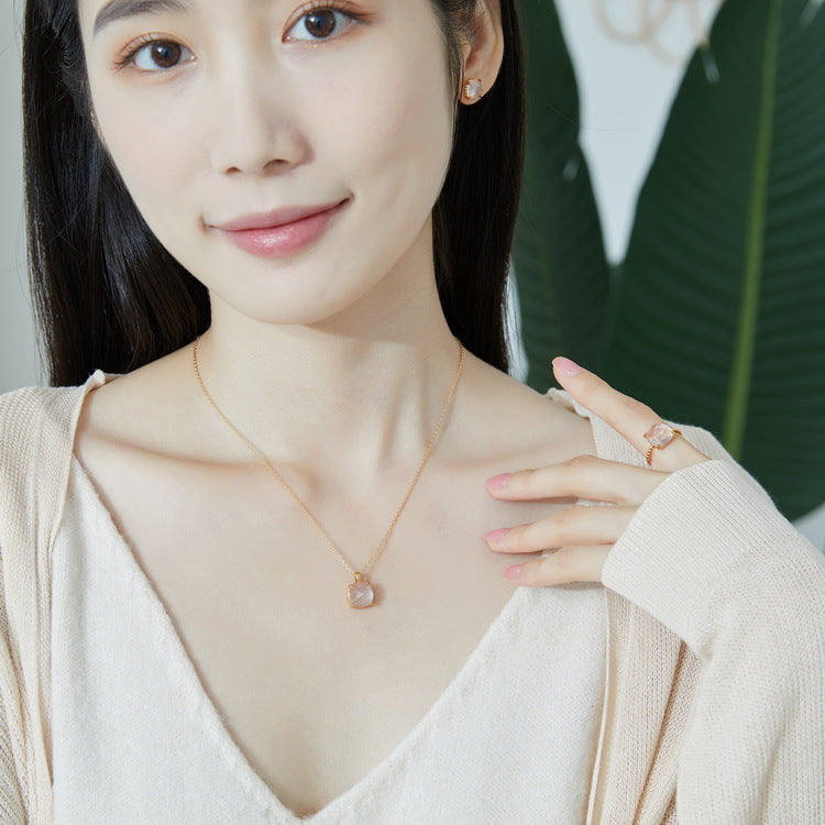 S925 Sterling Silver Jewelry Necklace Natural Garnet Gemstone Simple Luxury Charms Necklace