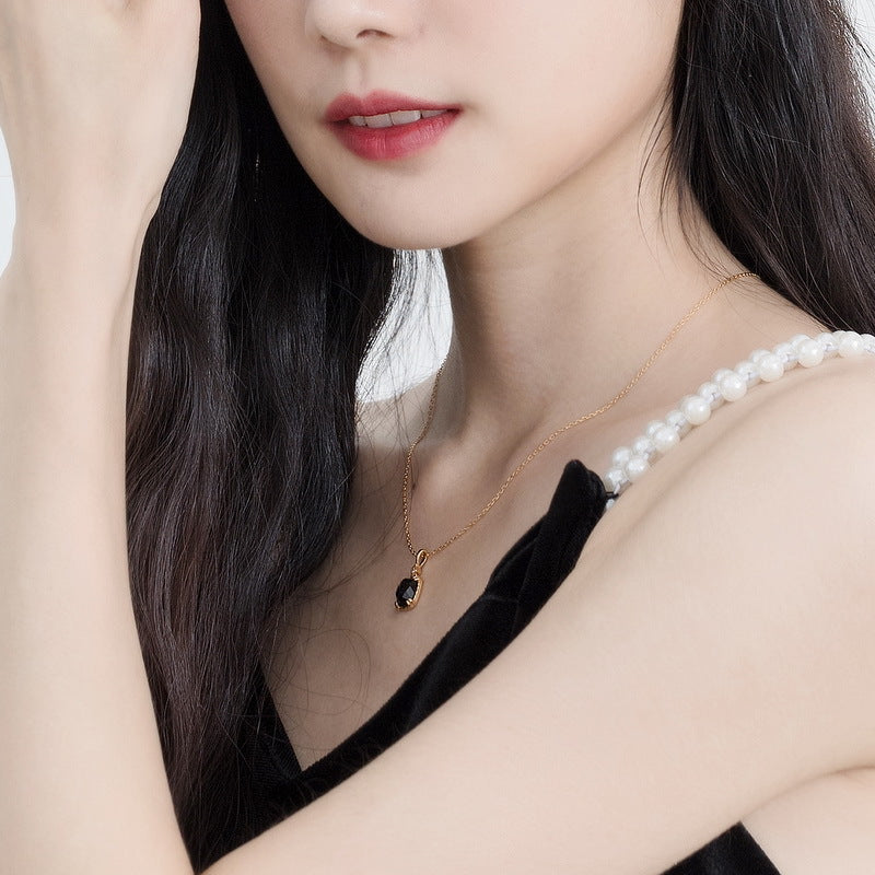 S925 Sterling Silver Jewelry Pendants Natural Black Onyx Gemstone Fashion Necklace Charms