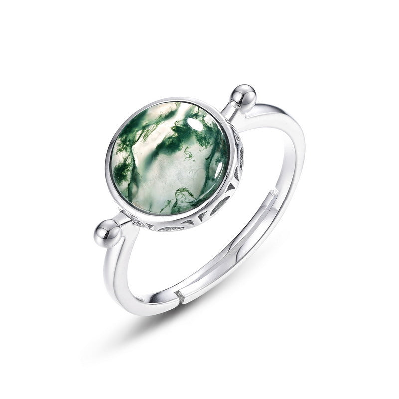 S925 Sterling Silver Jewelry Ring Natural Malachite Gemstone Gold Plating Simple Luxury Rings